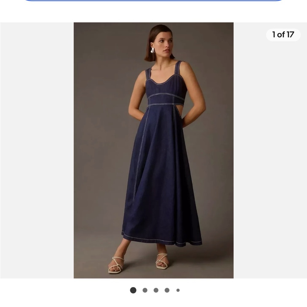 Anthropologie Auret Denim couture out dress.